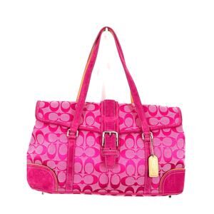 Y2K Designer Coach Signature Tote Barbie Pink Monogram Shoulder Bag